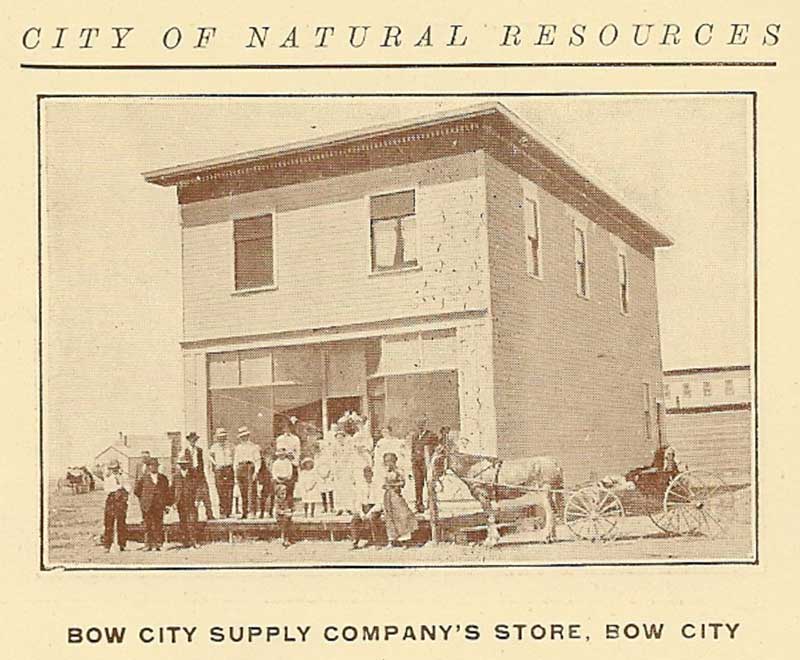 It must have been Sunday. A family-friendly scene, this time in front of the Bow City Supply Co., owned by the Campbell Bros.